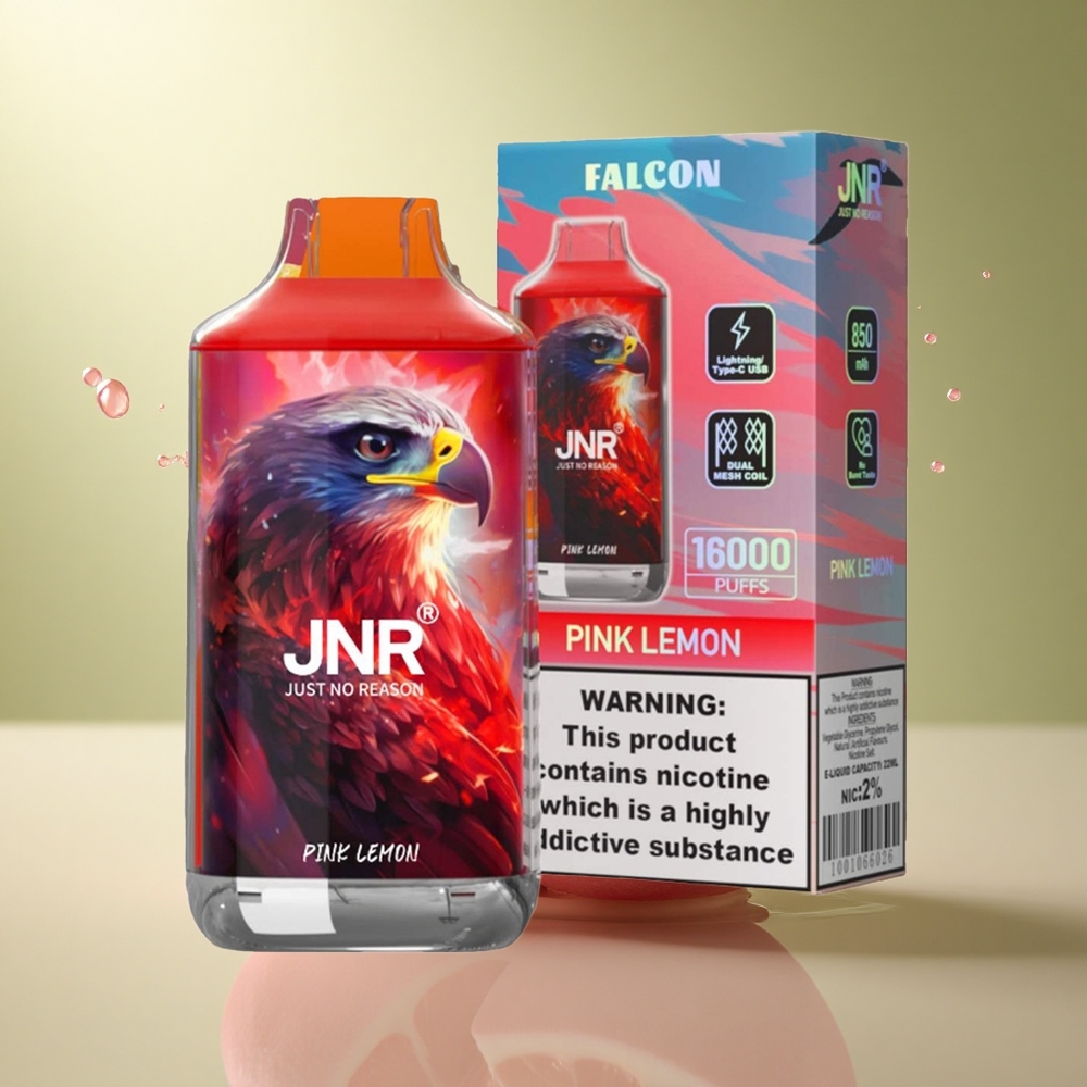 JNR Falcon 16000 Roze Citroen met 22ml Vloeistof en Dual Mesh Coil