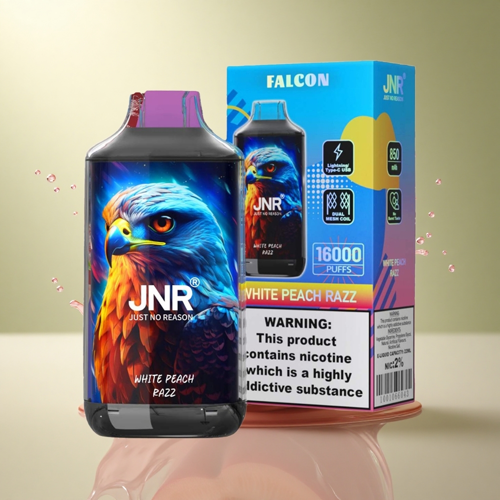 JNR Falcon 16000 Witte Perzik Razz Dual Mesh Coil 22ml