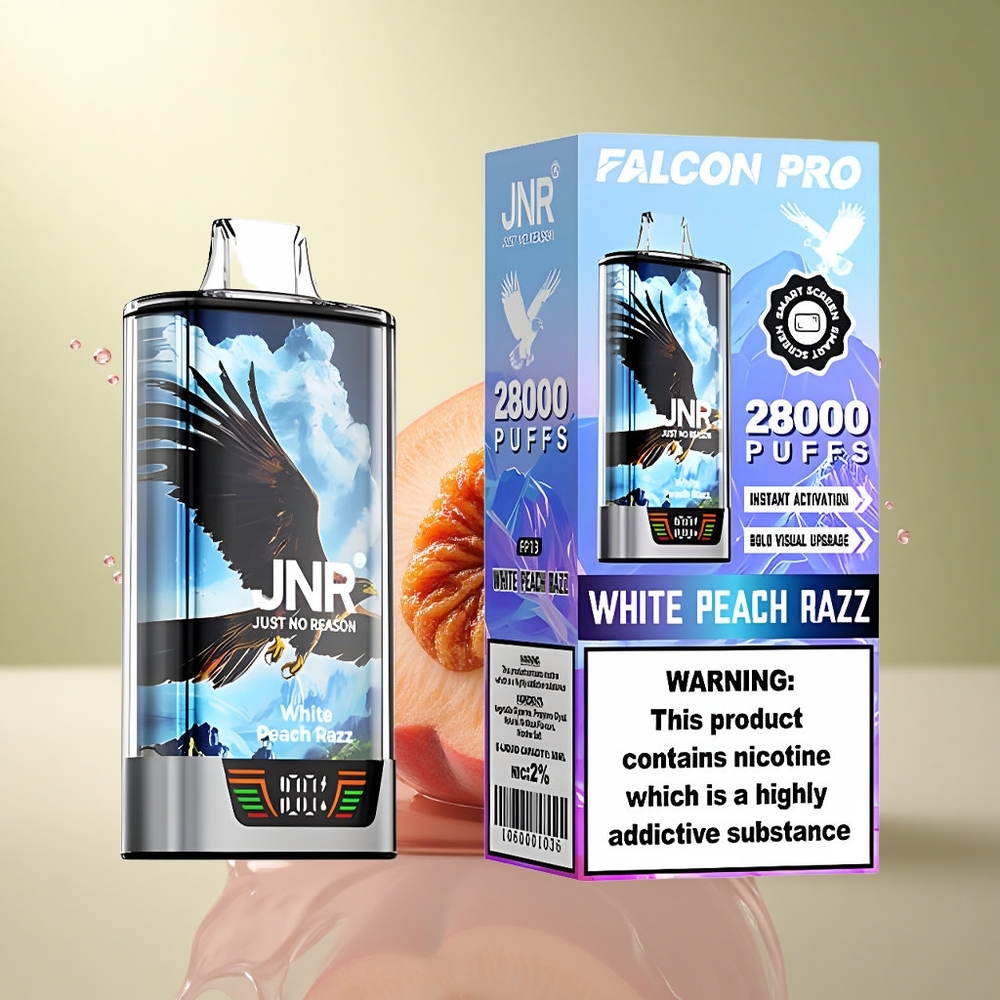 JNR Falcon Pro 28000 Witte Perzik Razz 950mAh 30ml Dual Mesh