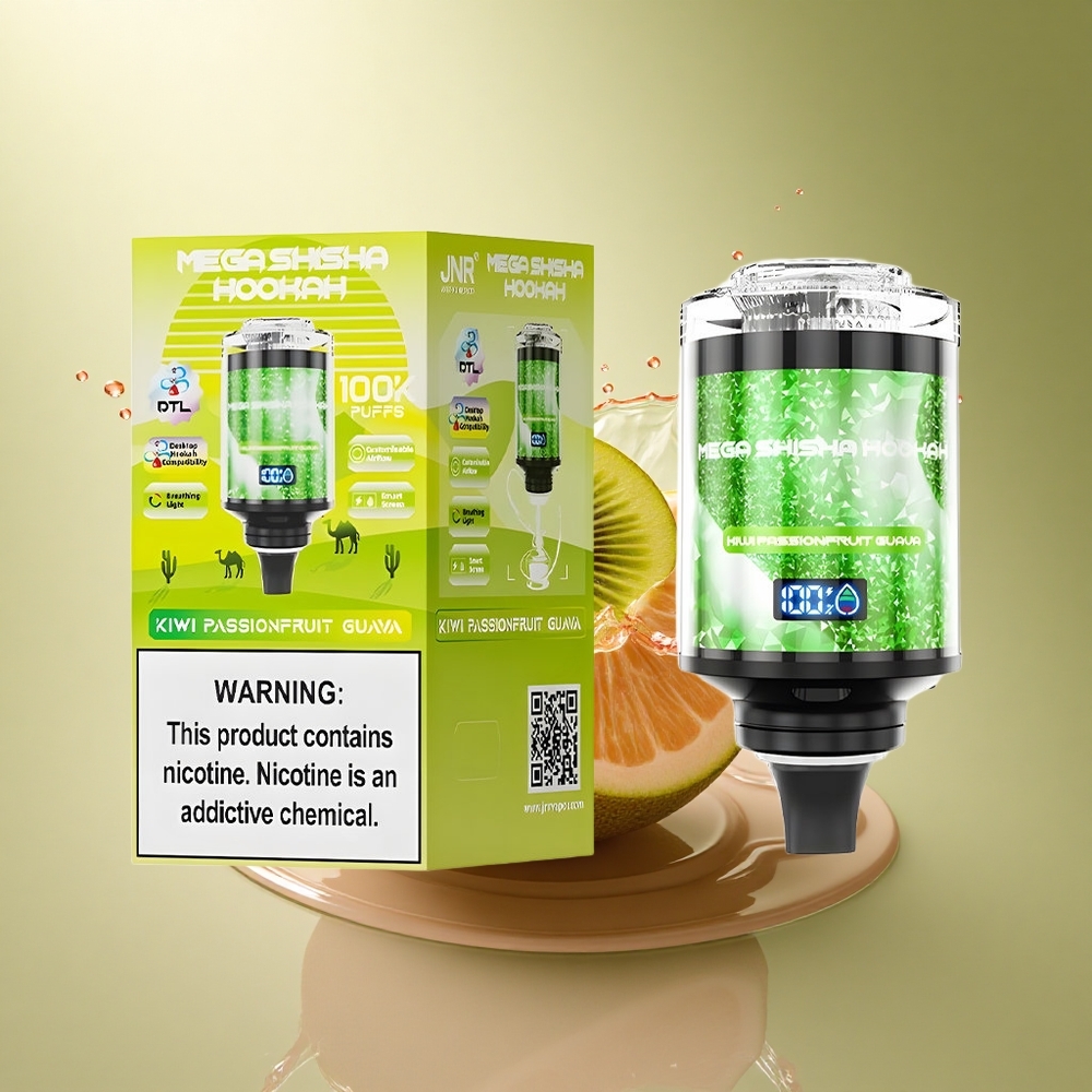 JNR Mega Shisha Hookah 100K Kiwi Passievrucht Guava 2200mAh 60ml 2% nicotine