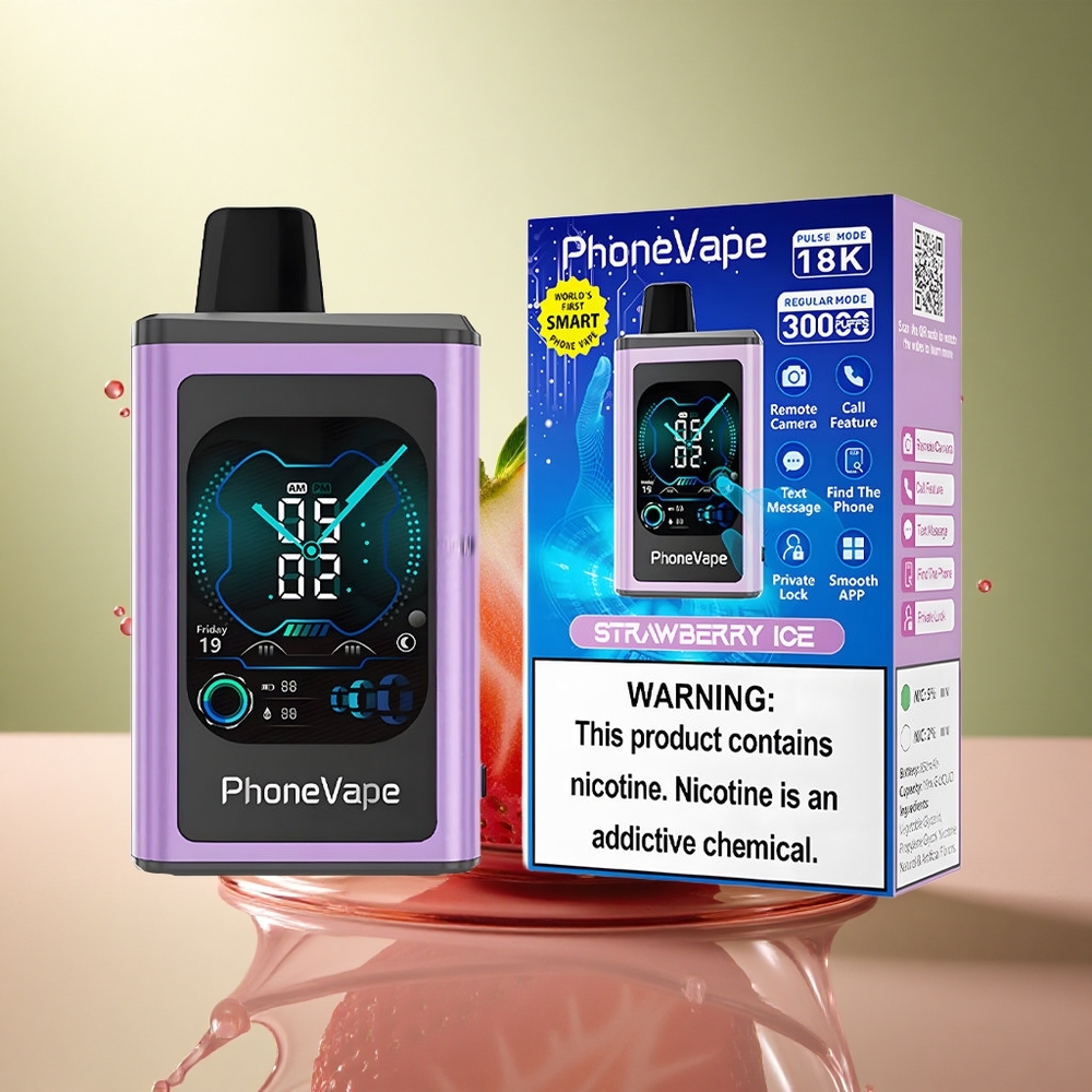 JNR PhoneVape 30000 Aardbeienijs met 850mAh en instelbare luchtstroom