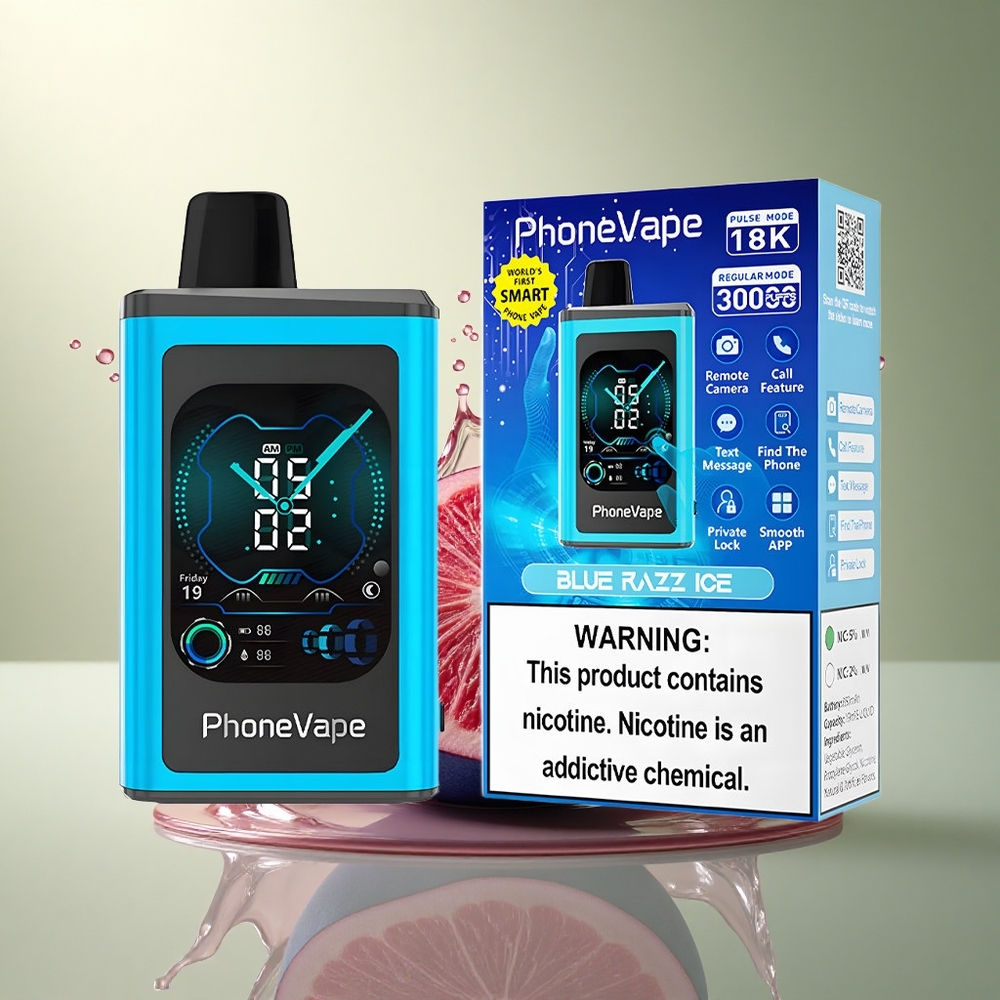 JNR PhoneVape 30000 Blauwe Framboos IJs met 850mAh en instelbare luchtstroom