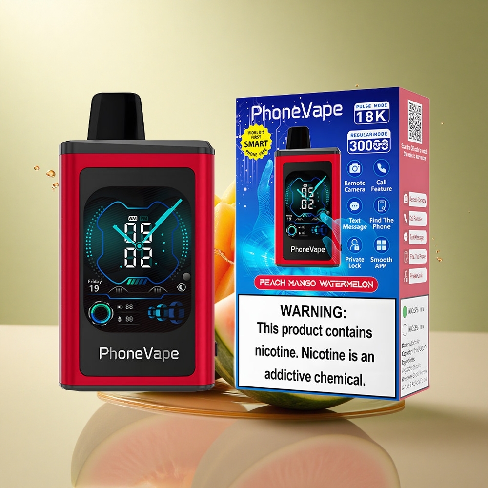 JNR PhoneVape 30000 Perzik Mango Watermelon Type-C 850mAh App Controlled Nicotine 2% 5%