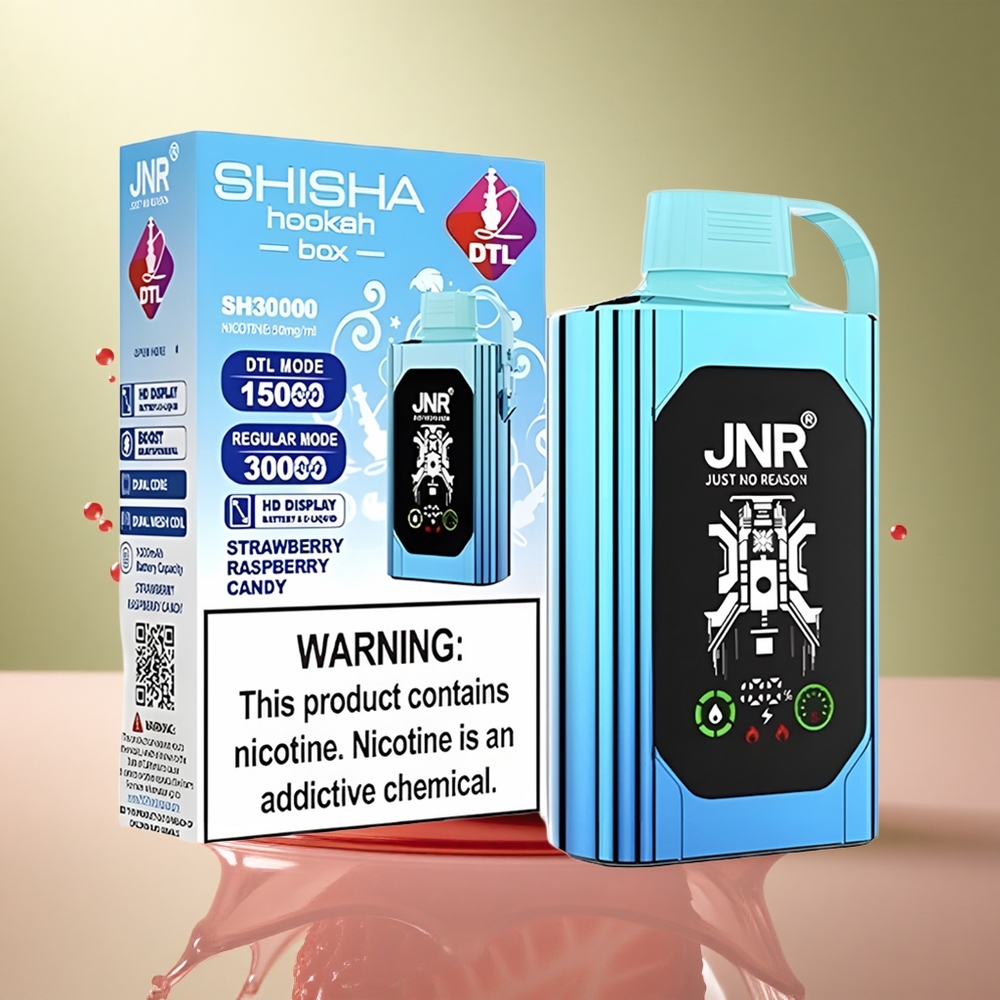 JNR Shisha Hookah Box 20500 Aardbei Framboos Snoep Dual Mesh Coil 25ml