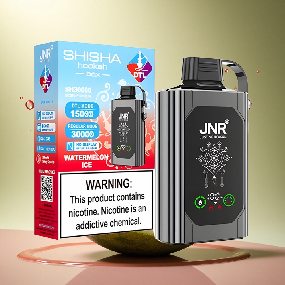 JNR Shisha Hookah Box 20500 Watermeloen IJs HD Beeldscherm Dual Mesh Coil 25ml