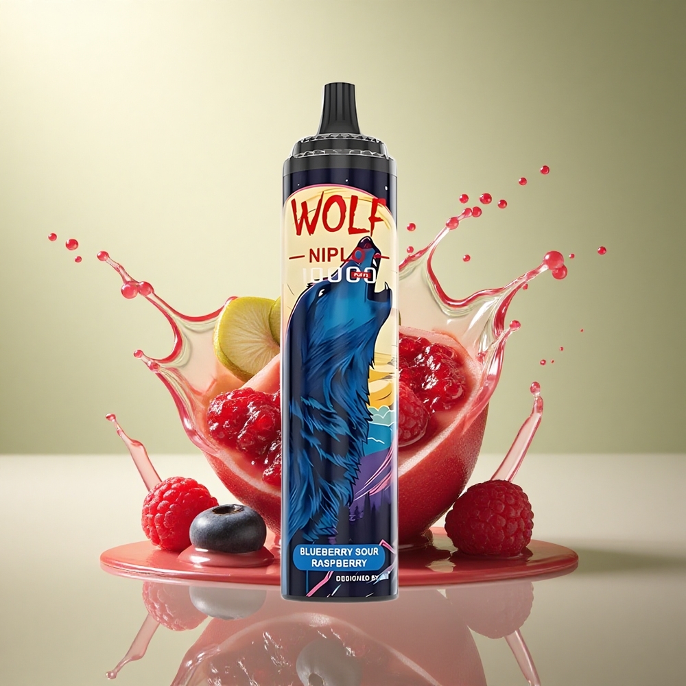 JNR Wolf Niplo 10000 Blauwe Bes Zure Framboos Type-C 650mAh 5% Nicotine