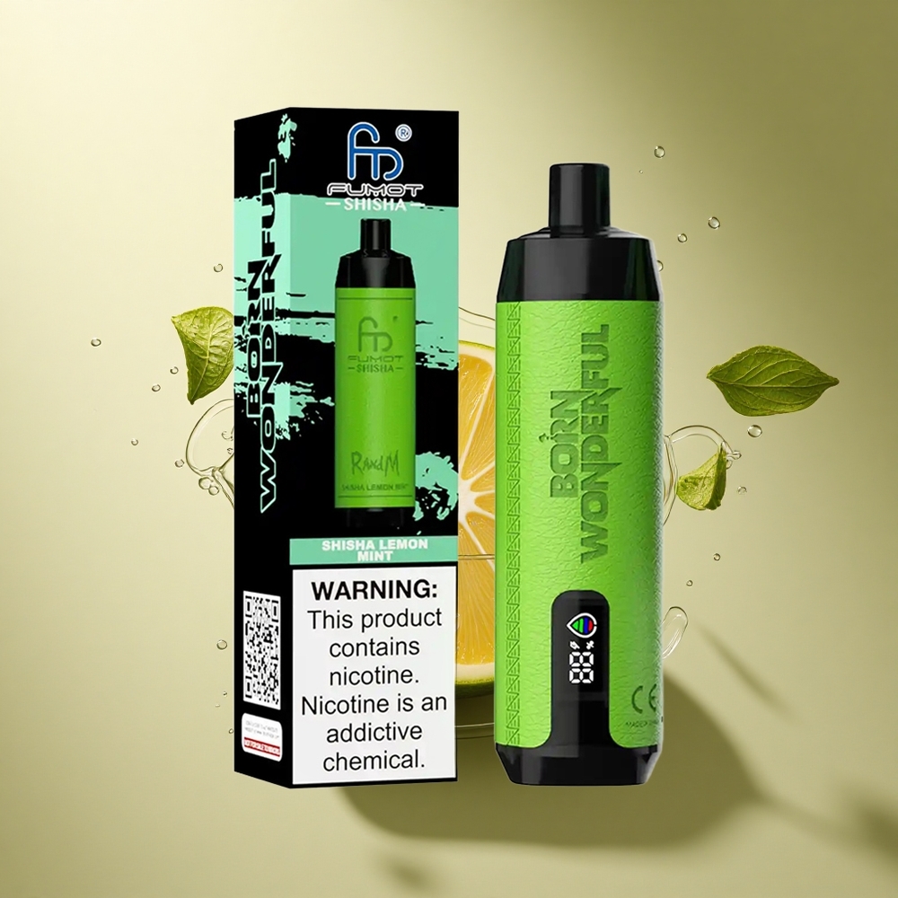 RandM Fumot Shisha 10000 Puffs Shisha Citroen Munt met LED Indicator en 0.5% Nicotine
