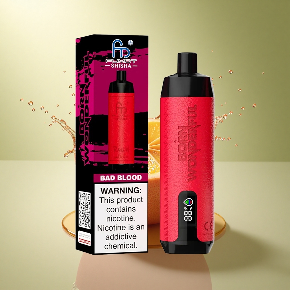 RandM Fumot Shisha 10000 Puffs Slecht Bloed 18ml 0.5% Nicotine 850mAh