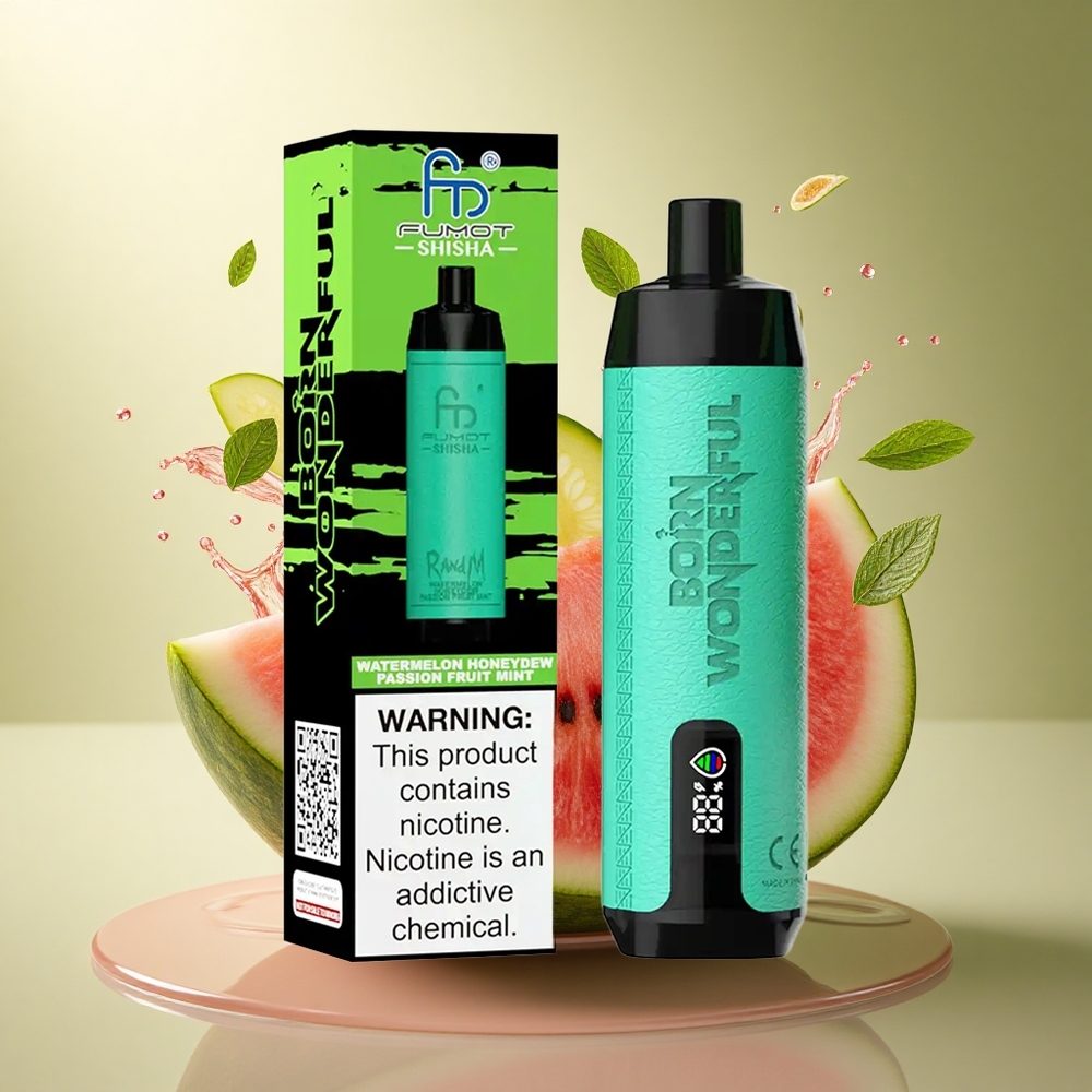 RandM Fumot Shisha 10000 Puffs Watermeloen Honingdauw Passievrucht Munt 0,5% Nicotine 850 mAh