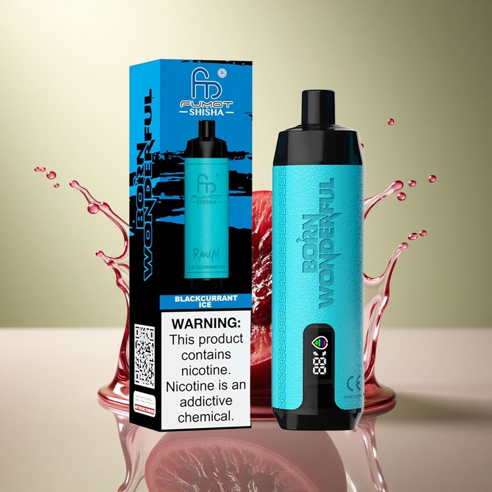 RandM Fumot Shisha 10000 Puffs Zwarte Bes IJswater met 0,5% nicotine en 850 mAh
