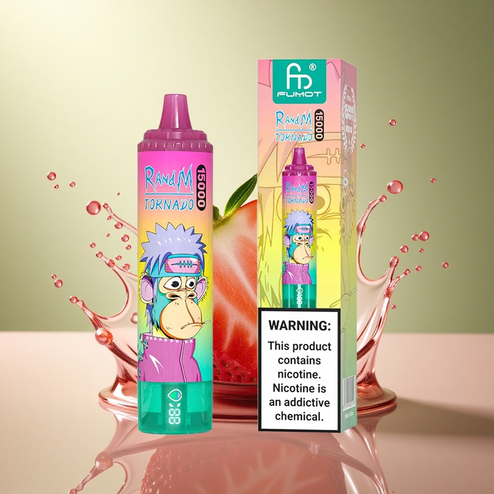 RandM Fumot Tornado 15000 Puffs Aardbei IJs 25ml 850mAh Mesh