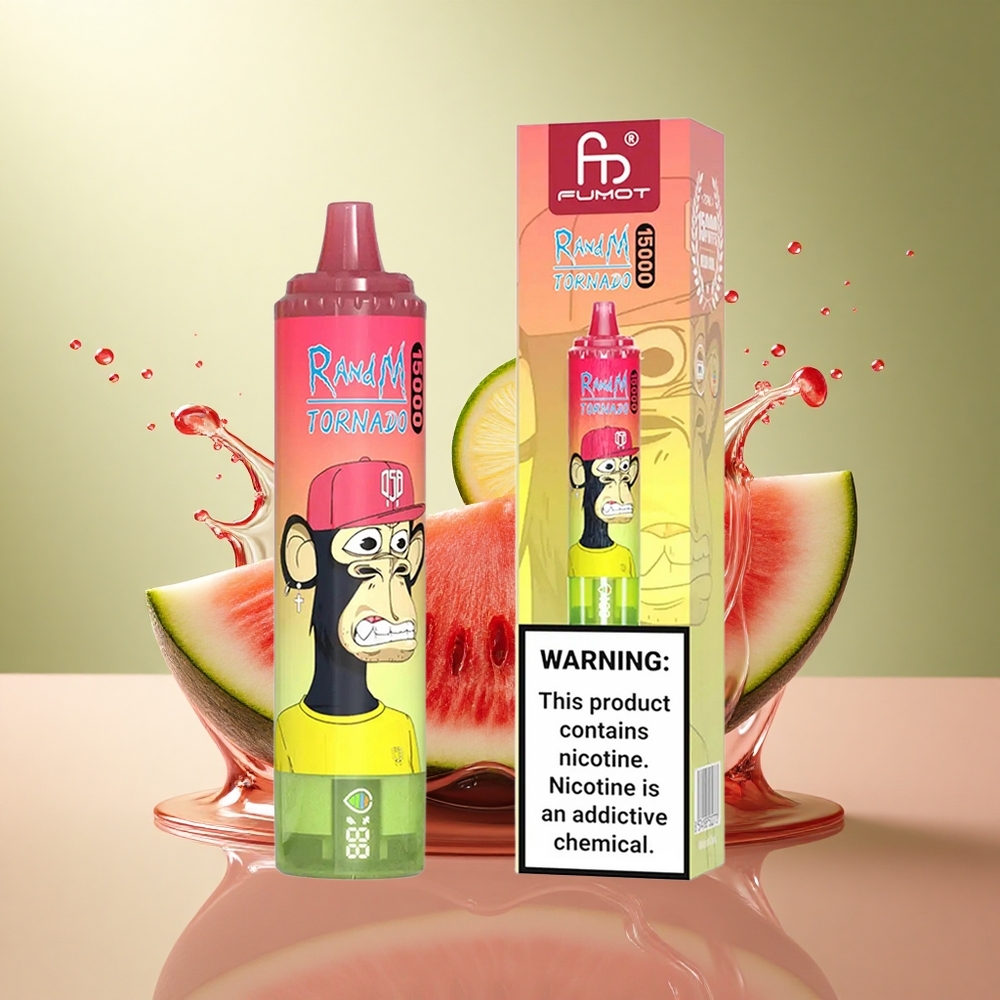 RandM Fumot Tornado 15000 Puffs Aardbei Watermeloen Limonade 25ml Mesh Coil 5% Nicotine