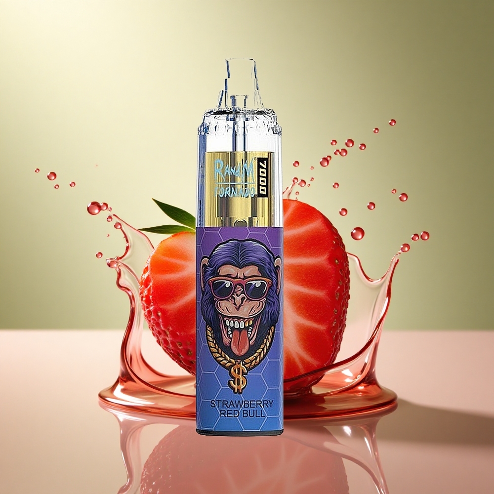RandM Fumot Tornado 7000 Puffs Aardbei Rode Stier 850 mAh Mesh