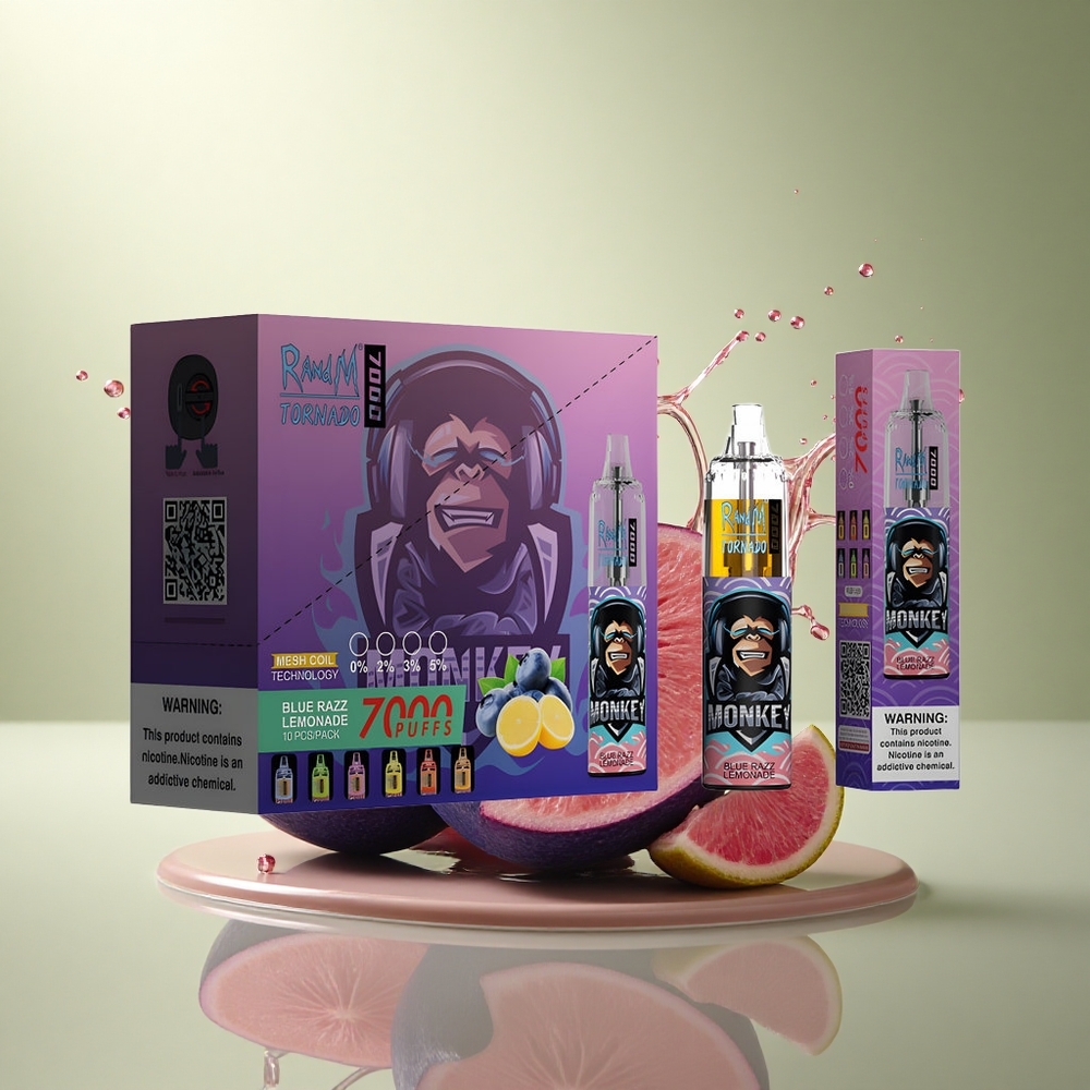 RandM Fumot Tornado 7000 Puffs Blauwe Framboos Limonade met 14 ML Vloeistof en Mesh Coil