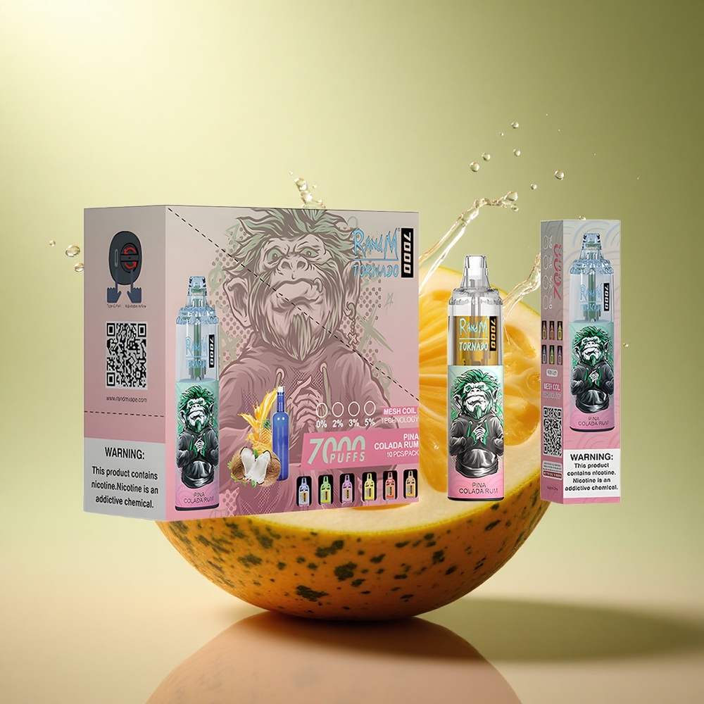 RandM Fumot Tornado 7000 Puffs Duitse Pina Colada Rum Vape met 14 ML E-vloeistof en 850 mAh Batterij