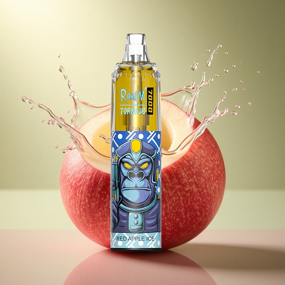 RandM Fumot Tornado 7000 Puffs Rode Appel IJs met Mesh Coil en 5% Nicotine