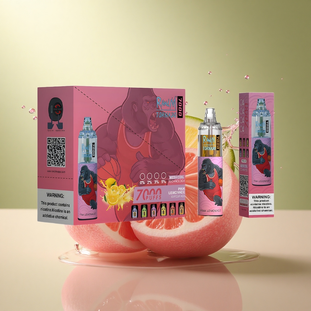 RandM Fumot Tornado 7000 Puffs Roze Limonade met Mesh Coil en 850 mAh