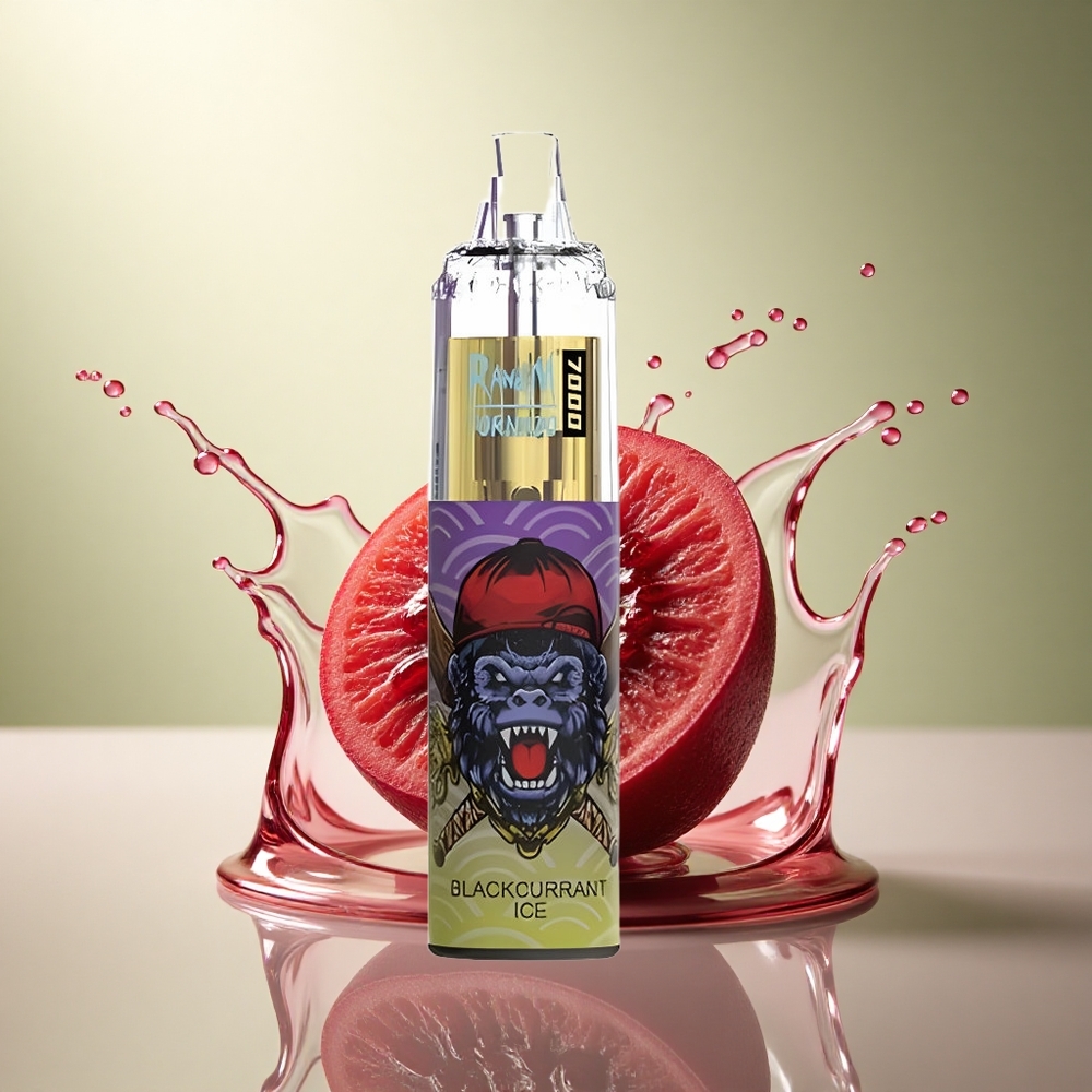 RandM Fumot Tornado 7000 Puffs Zwarte Bes IJs met Mesh Coil en 14 ML