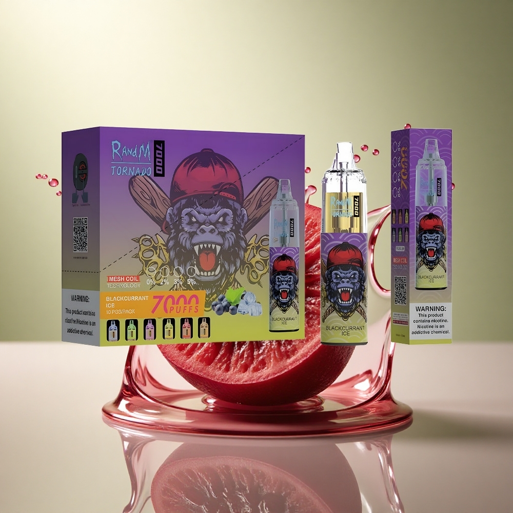 RandM Fumot Tornado 7000 Puffs Zwarte Bes IJs met Mesh Coil en 14 ML