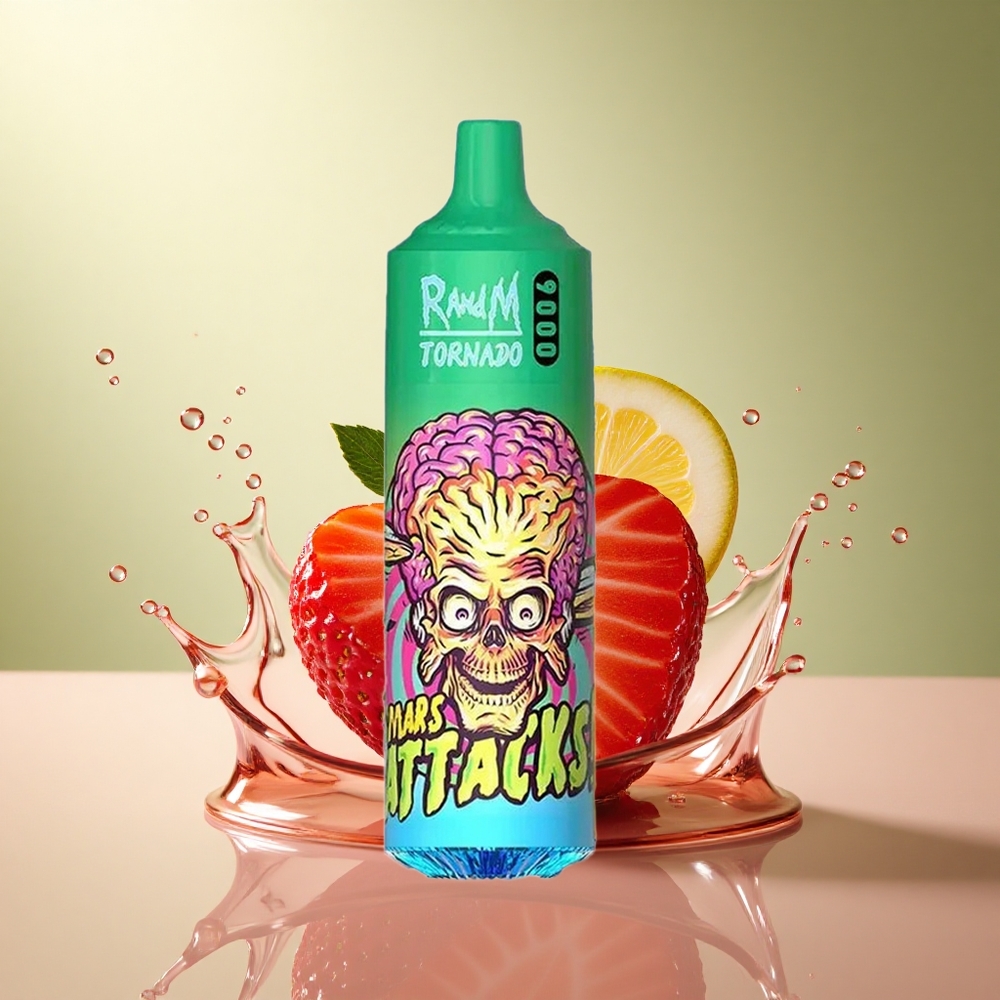 RandM Fumot Tornado 9000 Puffs Aardbei Citroen Limonade met Mesh Coil en 850 mAh