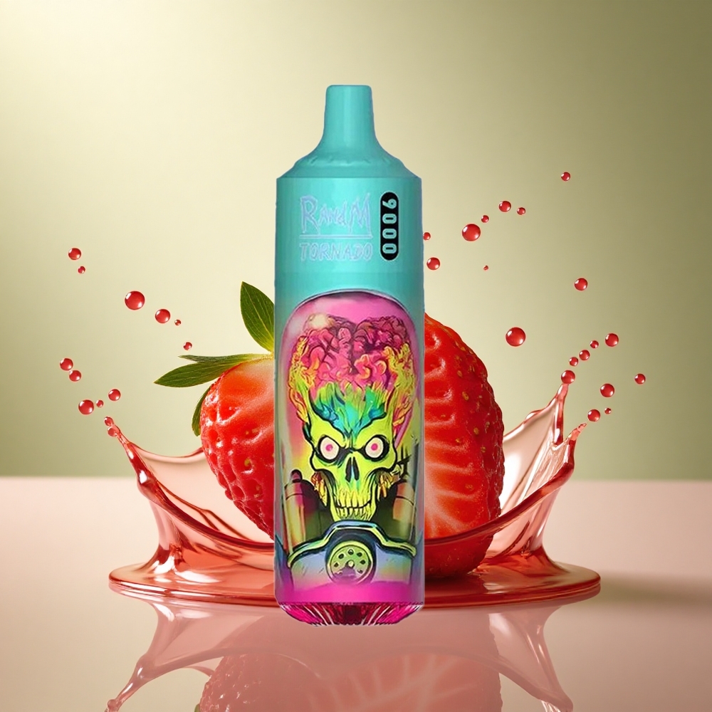 RandM Fumot Tornado 9000 Puffs Aardbei Framboos 850 mAh Mesh Coil