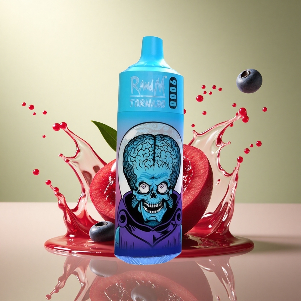 RandM Fumot Tornado 9000 Puffs Blauwe Bes Kers Veenbes met 18 mL Vloeistof en 850 mAh Batterij