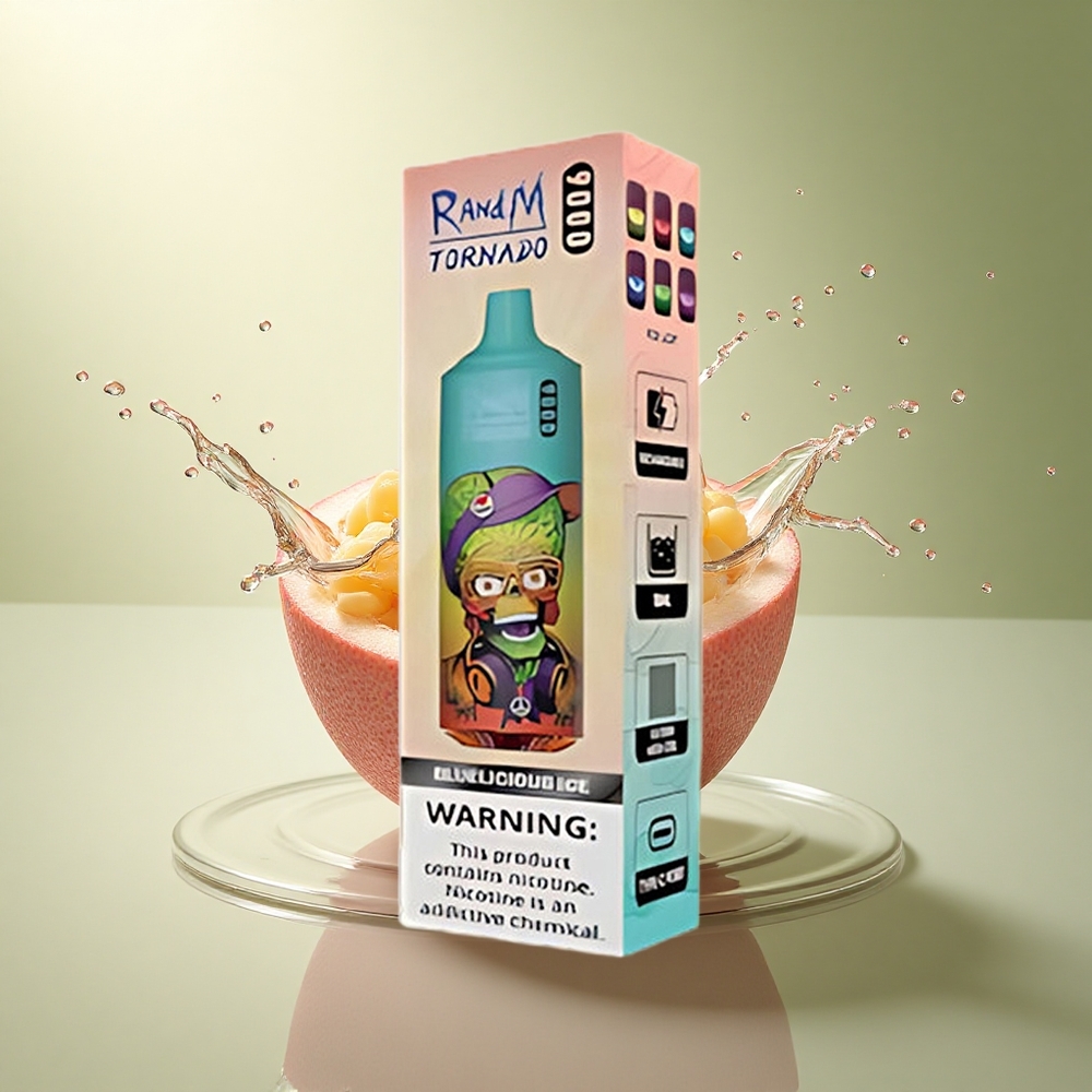 RandM Fumot Tornado 9000 Puffs Blauwheerlijk IJs met 18 mL Vloeistof en 850 mAh Batterij