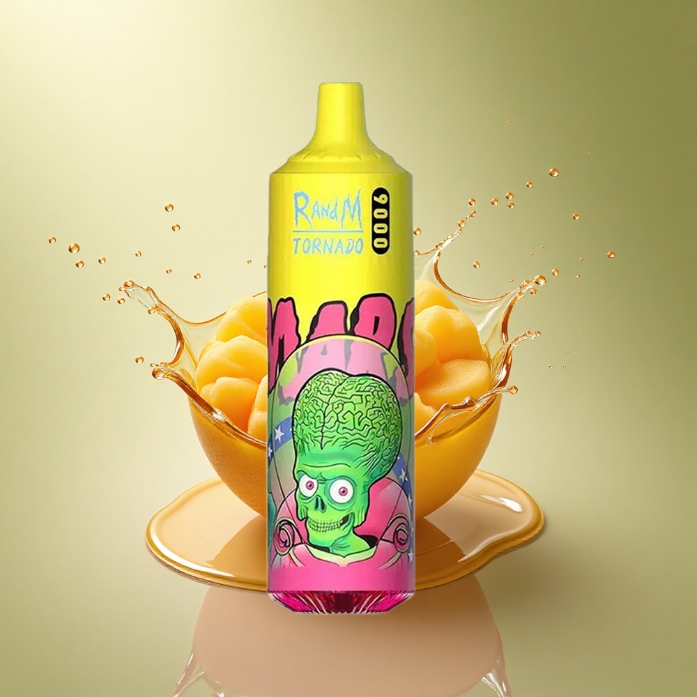 RandM Fumot Tornado 9000 Puffs Driedubbele Mango met 18 mL en Mesh Coil