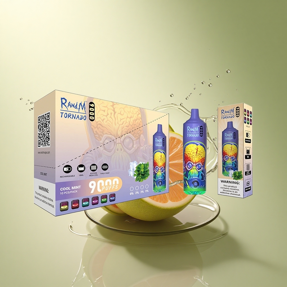 RandM Fumot Tornado 9000 Puffs Koel Munt Mesh Coil 18 mL 850 mAh