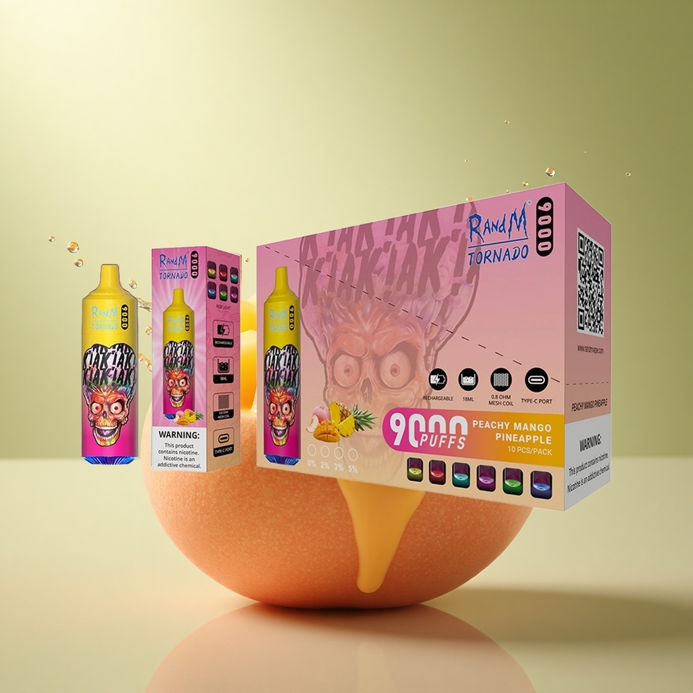 RandM Fumot Tornado 9000 Puffs Perzige Mango Ananas met Mesh Coil en 850 mAh